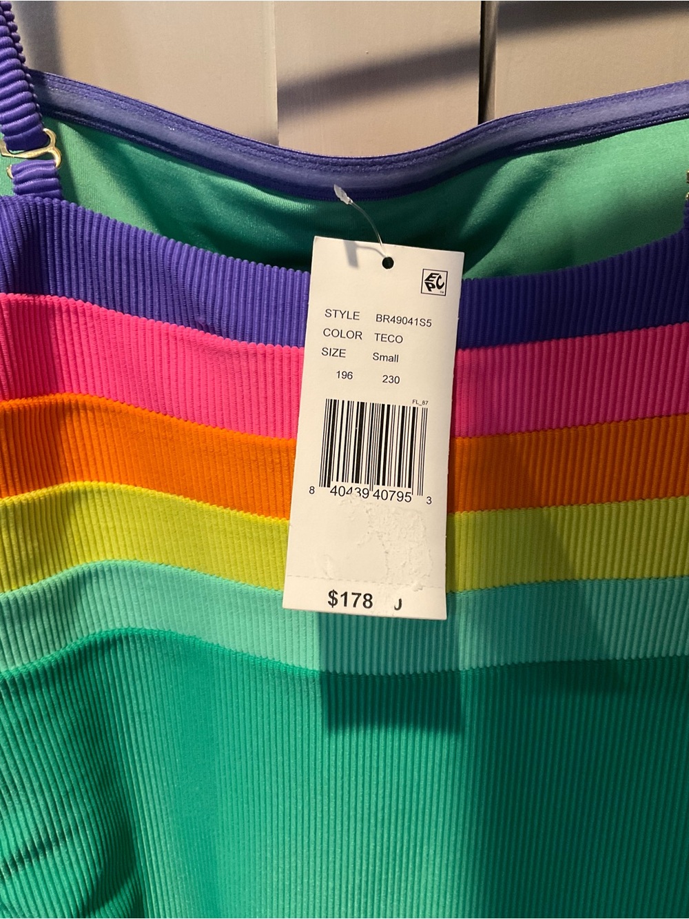 Beach Riot Green One-Piece Swimsuit with Rainbow Trim - Picture 5 of 7